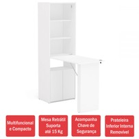 Armário Multiuso Goiás 1 Mesa Retrátil 2 Portas Branco - Politorno