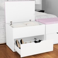 Puff 1 Porta 1 Gaveta Pu2051 Branco/Rosa - Tecno Mobili