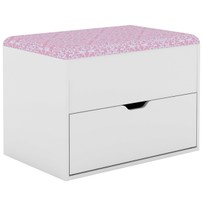 Puff 1 Porta 1 Gaveta Pu2051 Branco/Rosa - Tecno Mobili