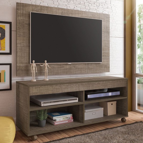 Rack com Painel para TV Até 47 Polegadas Cross C/ Suporte para TV Canela - Artely