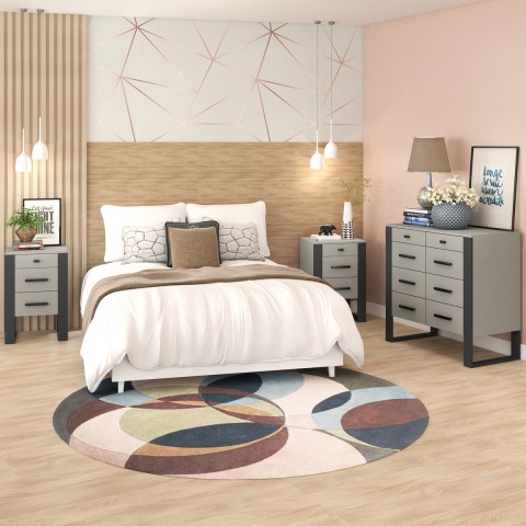 Quarto Completo Euro 14 Gavetas Cinza/Grafite Ce100 - Fellicci