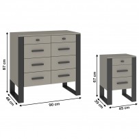 Quarto Completo Euro 14 Gavetas Cinza/Grafite Ce100 - Fellicci
