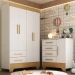 Quarto Infantil Completo Soninho 5 Portas 6 Gavetas Branco/Cinamomo - Panorama Móveis