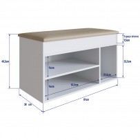 Sapateira Baú 3 Nichos Branco Sp080 – Completa Móveis