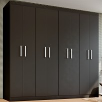 Guarda-Roupa Casal Ele e Ela 8 Portas 8 Prateleiras Malbec Preto Fosco - Panorama Móveis