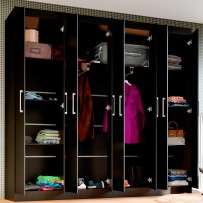 Guarda-Roupa Casal Ele e Ela 8 Portas 8 Prateleiras Malbec Preto Fosco - Panorama Móveis