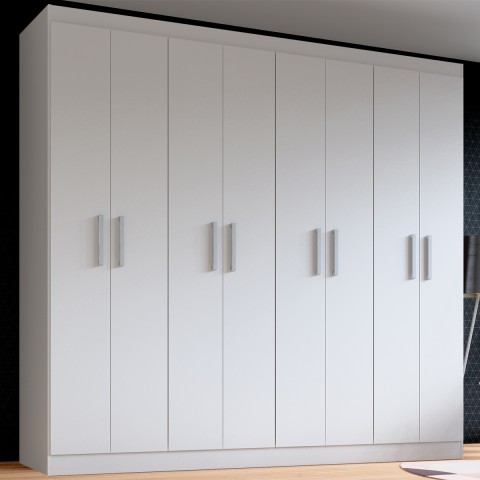 Guarda-Roupa Casal Ele e Ela 8 Portas 8 Prateleiras Malbec Branco Fosco - Panorama Móveis