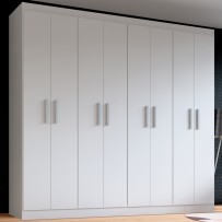Guarda-Roupa Casal Ele e Ela 8 Portas 8 Prateleiras Malbec Branco Fosco - Panorama Móveis