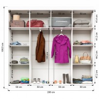 Guarda-Roupa Casal Ele e Ela 8 Portas 8 Prateleiras Malbec Branco Fosco - Panorama Móveis