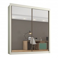 Guarda-Roupa Solteiro Zurique 2 Portas 4 Gavetas Espelhado Off White - Europa Móveis
