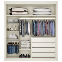 Guarda-Roupa Solteiro Zurique 2 Portas 4 Gavetas Espelhado Off White - Europa Móveis