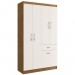 Guarda-Roupa Solteiro Marbella 4 Portas 2 Gavetas 5804 Off White/Nogueira - Doripel
