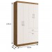 Guarda-Roupa Solteiro Marbella 4 Portas 2 Gavetas 5804 Off White/Nogueira - Doripel