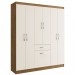 Guarda-Roupa Casal Marbella 6 Portas 2 Gavetas 5806 Off White/Nogueira - Doripel