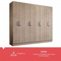 Guarda-Roupa Casal Ele e Ela 8 Portas 8 Prateleiras Malbec Bege - Decibal Móveis
