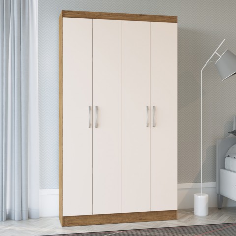 Guarda-Roupa Solteiro 4 Portas Lyon 8 Prateleiras 40466 Off/White - Pnr Móveis