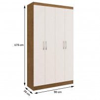 Guarda-Roupa Solteiro 4 Portas Lyon 8 Prateleiras 40466 Off/White - Pnr Móveis
