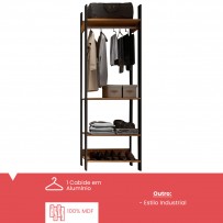 Closet 4 Prateleiras 100% Mdf Tw402 Freijó/Preto Fosco - Dalla Costa
