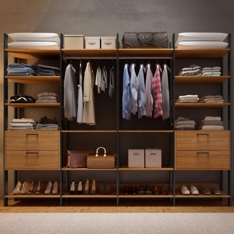 Closet 4 Gavetas 16 Prateleiras 100% Mdf Tw406 Freijó/Preto Fosco - Dalla Costa