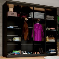 Closet Ele e Ela 8 Prateleiras Malbec Preto Fosco - Panorama Móveis