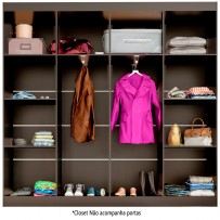 Closet Ele e Ela 8 Prateleiras Malbec Preto Fosco - Panorama Móveis