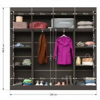 Closet Ele e Ela 8 Prateleiras Malbec Preto Fosco - Panorama Móveis