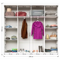 Closet Ele e Ela 8 Prateleiras Malbec Branco Fosco - Panorama Móveis