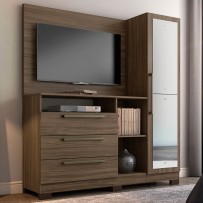 Cômoda 1 Porta 3 Gavetas com Espelho Nogal Trend Nt5055 – Notável