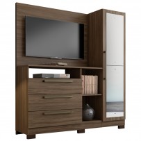 Cômoda 1 Porta 3 Gavetas com Espelho Nogal Trend Nt5055 – Notável