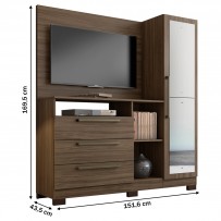 Cômoda 1 Porta 3 Gavetas com Espelho Nogal Trend Nt5055 – Notável