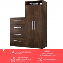 Cômoda Paris 2 Portas 4 Gavetas Cacau - Panorama Móveis