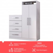 Cômoda Paris 2 Portas 4 Gavetas Branco - Panorama Móveis