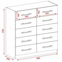Cômoda 10 Gavetas Torres Cacau - Pnr Móveis