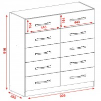 Cômoda 10 Gavetas Torres Branco - Pnr Móveis