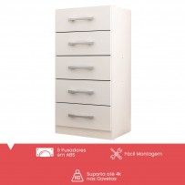 Cômoda 5 Gavetas Savana Branco - Pnr Móveis