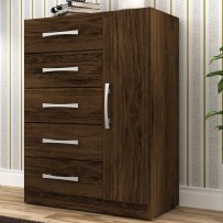 Cômoda 5 Gavetas 1 Porta Corais Cacau - Pnr Móveis