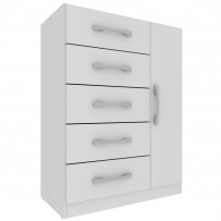 Cômoda 5 Gavetas 1 Porta Corais Branco - Pnr Móveis