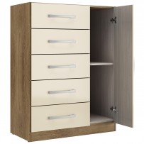 Cômoda 5 Gavetas 1 Porta Corais Bege - Pnr Móveis