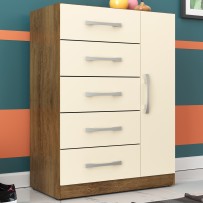 Cômoda 5 Gavetas 1 Porta Corais Bege - Pnr Móveis