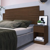 Cabeceira Casal Garnet com 2 Mesa de Cabeceira Ca20 Cacau - Decibal Móveis