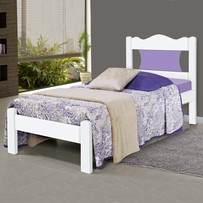 Cama de Solteiro Munique 100% Mdf 2102b1 Branco/Lilas - Gabrielli Móveis