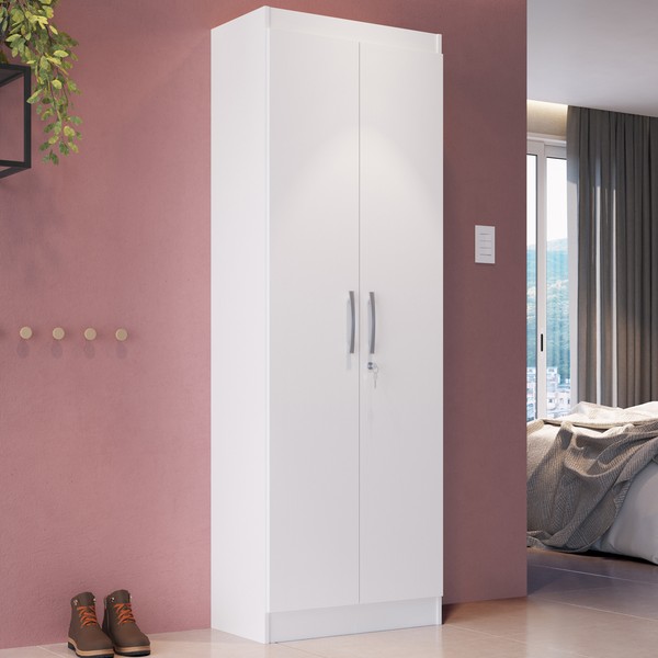 Armário Multiuso Doha 2 Portas com Chave 5 Prateleiras 9595 Branco - Doripel