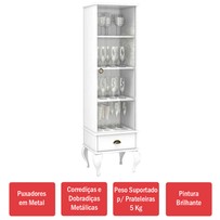 Cristaleira 1 Porta e 1 Gaveta Clássico Cl4006 Branco - Móvel Bento