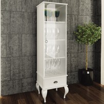 Cristaleira 1 Porta e 1 Gaveta Clássico Cl4006 Branco - Móvel Bento
