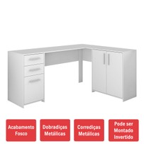 Mesa para Escritório 3 Portas 2 Gavetas Nt 2005 Branco New - Notavel
