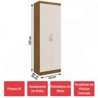 Armário Multiuso Mauí 2 Portas 5 Prateleiras 4090 Off White/Nogueira - Doripel
