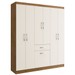 Guarda-Roupa Casal Marbella 6 Portas 2 Gavetas 5806 Off White/Nogueira - Doripel