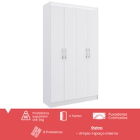 Armário Multiuso Dueto 4 Portas 8 Prateleiras Branco - Doripel