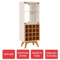 Cristaleira 2 Portas com Adega C711 Off White/Freijó - Dalla Costa