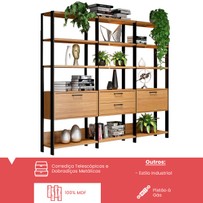 Estante para Livros 2 Portas 2 Gavetas 100% Mdf E93 Freijó/Preto Fosco - Dalla Costa
